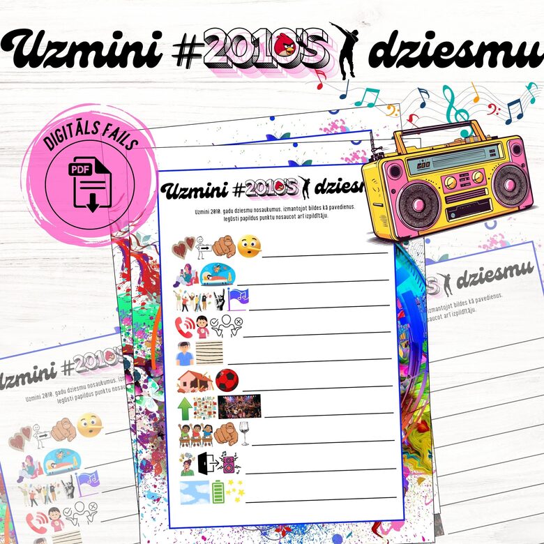 Spēle "Uzmini 2010. gadu dziesmu", digitāls PDF fails